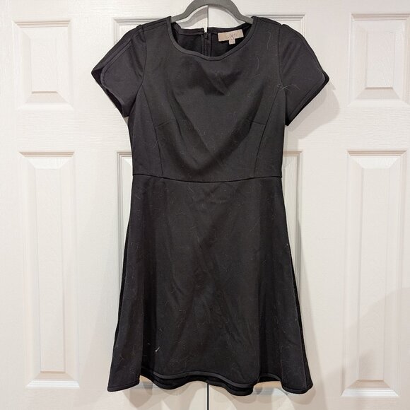Loft Black mini dress with petal short sleeve, size 2 - Picture 1 of 3